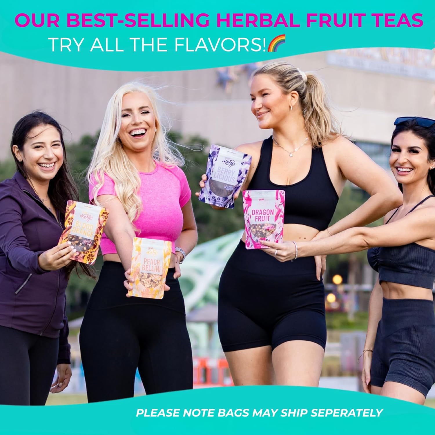 Katy’s Loose Leaf Tea Flavor Sampler - Fruit Herbal Tea Variety Pack - Berry, Peach, Blood Orange & Dragonfruit - Caffeine-Free, Full Leaf Tea - Cold Brew or Hot - 120+ Cups