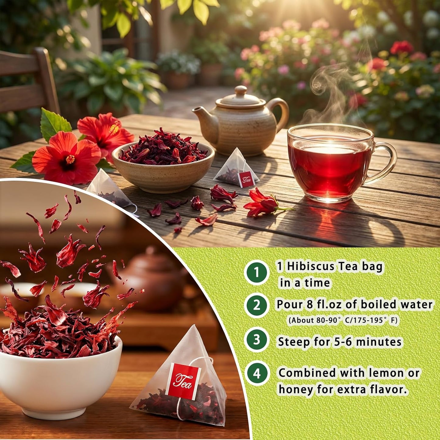 Samcci Hibiscus Tea Bags, 50 Count, Pure Dried Flor De Jamaica Flower