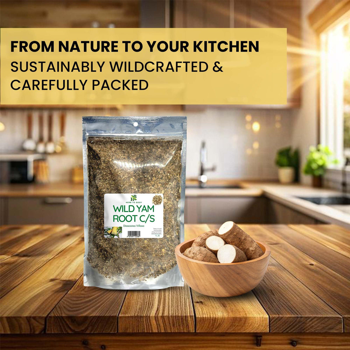 Herb To Body Wild Yam Root Cut & Sifted – 4 oz, Wildcrafted Dioscorea Villosa for Herbal Tea, Relaxation Support, and