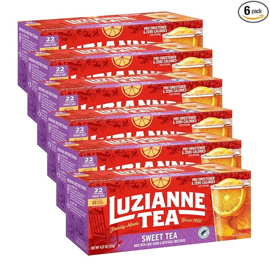 Luzianne Sweet Iced Tea Bags, Family Size, 22ct Box (Pack of 6)