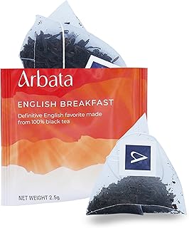 Arbata English Breakfast Tea, 24 Pyramid Tea Bags – Artisanal High Caffeine Black Tea, Robust & Full-Bodied Classic English Breakfast Tea Sachets