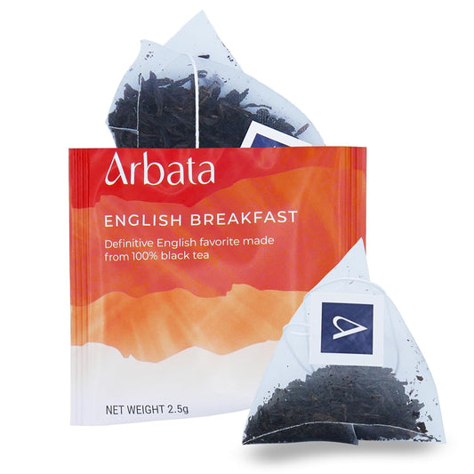 Arbata English Breakfast Tea, 24 Pyramid Tea Bags – Artisanal High Caffeine Black Tea, Robust & Full-Bodied Classic English Breakfast Tea Sachets