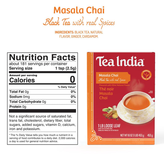 Tea India Masala Black Tea, Loose Leaf, 1 LB