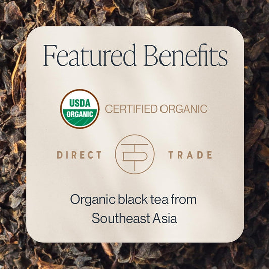 Rishi Tea English Breakfast Organic Black Loose Leaf Tea, Caffeinated, 1lb | Energizing and Strong Pure Black Tea, Enjoy Hot or Iced, Sustainable, 45+ Servings