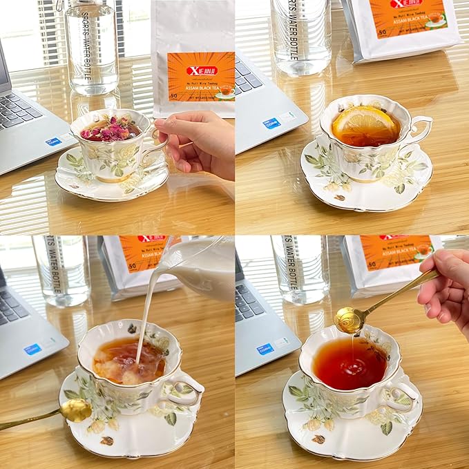 XIEJINJI Premium Assam Black Tea - Eco-Conscious Black Tea Bags - Resealable Bag - 3.2g x 50 Count - English Breakfast Tea - Repeated Brewing