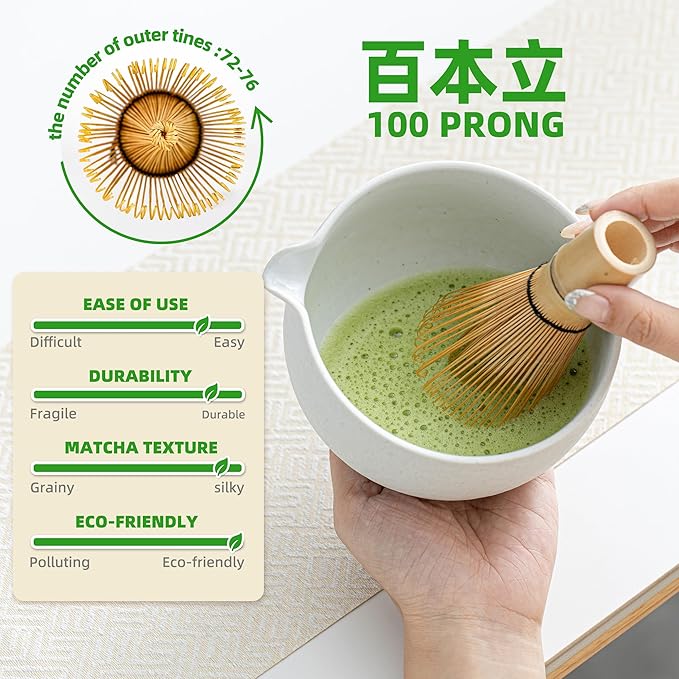 Teanagoo Matcha Whisk Set,7 Pcs Matcha Set Lt.Grey,Matcha Kit for Ceremony,Matcha Tea Set for Making Breakfast/Latte