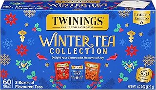 Twinings Winter Tea Collection, Limited Edition Holiday Gift Box, 20 Count (Pack of 3), Includes Christmas Tea, Winter Spice, and Gingerbread Joy, Enjoy Hot or Iced, 60 Teabags