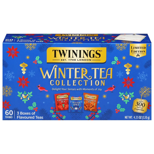 Twinings Winter Tea Collection, Limited Edition Holiday Gift Box, 20 Count (Pack of 3), Includes Christmas Tea, Winter Spice, and Gingerbread Joy