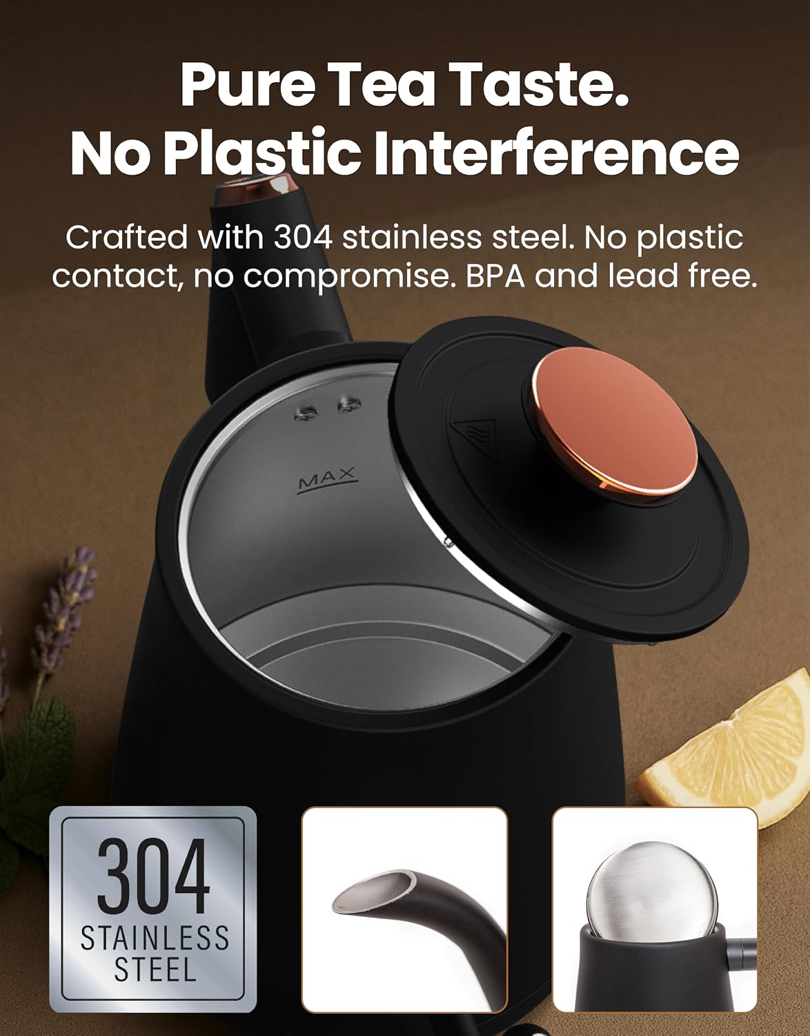 Viante Electric Gooseneck Kettle 0.8L, Pour Over Coffee &amp; Tea, Temp Control | Boil-dry protection, keep-warm function, BPA-free stainless steel body. Includes #2 coffee filters