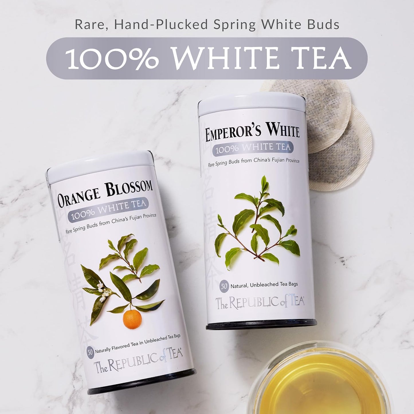 The Republic of Tea Honey Mango 100% White Tea, Low Caffeine, 50 Count | A gentle cup for everyday sipping. Delicate and smooth with notes of juicy fruit. Gluten Free and Carb Free.