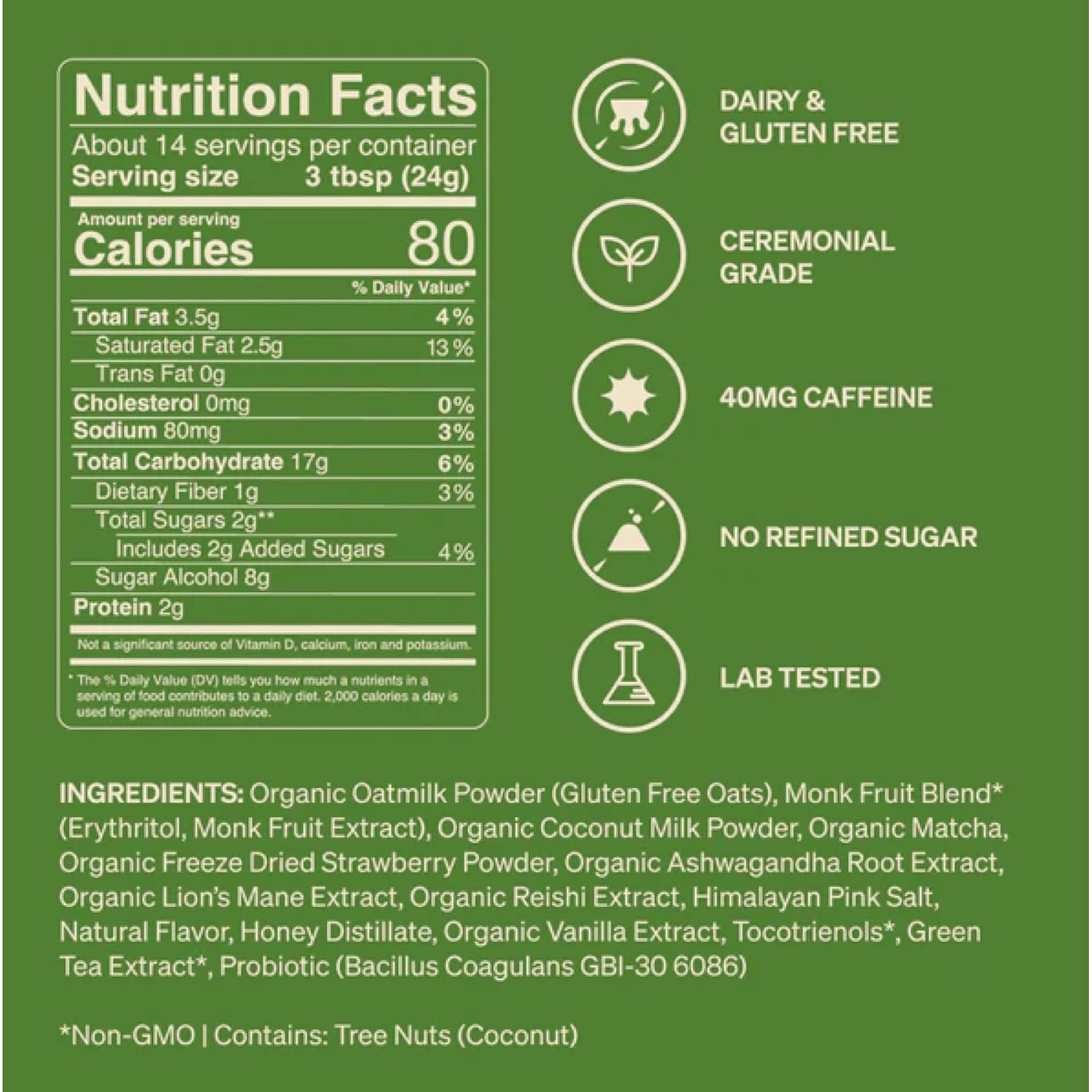 Strawberry Matcha SuperLatte – Decadent Café-Style Latte, Organic Ceremonial Japanese Tea, L-Theanine, Supports Radiant Skin, Energy, Focus, Gut Health – 14 Servings