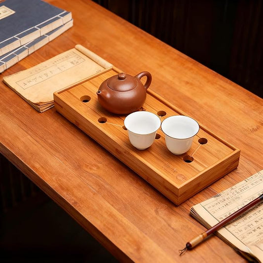 Seven Stars Bamboo Tea Tray 11.8x4.84x1.38in Gongfu Tea Tray Chinese Tea Set Japanese/Chinese Gongfu Tea Table Home Furnishing Serving Water Storage