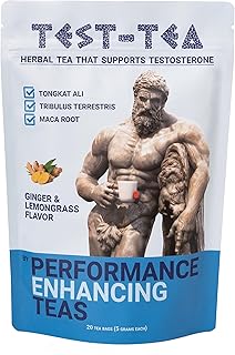 Test-Tea | Testosterone Boosting Herbal Tea for Men | Ginger and Lemongrass Flavor | 20 Pack Bag | with Tongkat Ali, Tribulus Terrestris and Maca Root by Performance Enhancing Teas