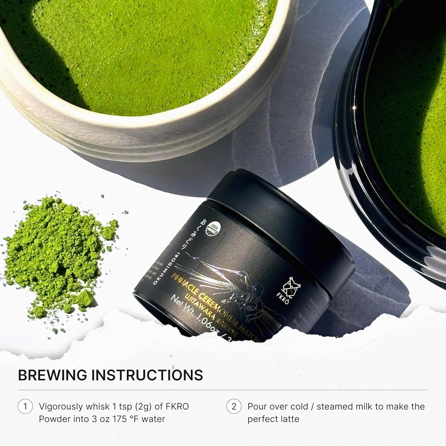 FKRO Pinnacle Okumidori Ceremonial Reserve Matcha | USDA Organic, 1st Harvest Green Tea Powder from Uji, Kyoto | Fresh Monthly from Japan | 30g Tin