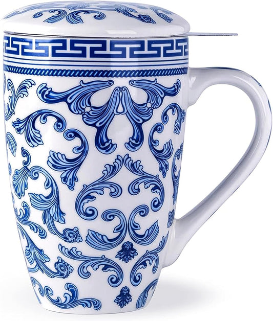 AmorArc Tea Cup With Infuser and Lid, 18oz Loose Leaf Tea Mug With Steeper