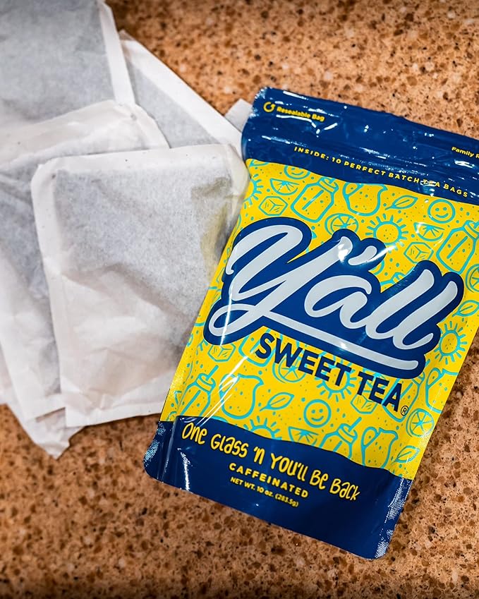 Y'all Sweet Tea - Iced Tea Bags One Gallon Size in 10 Gallons Per Pack Quick Brew Authentic Southern Ice Tea | As Seen on Shark Tank (Caffeinated)