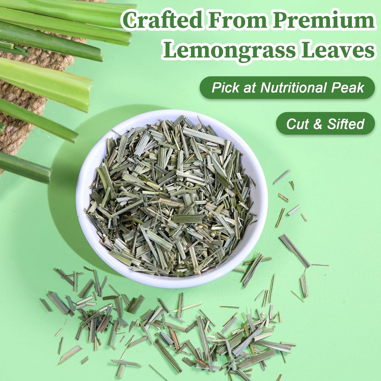 FullChea Lemongrass Tea Bags, 50 Counts, Hierba Limón, Non-GMO, Caffeine-Free