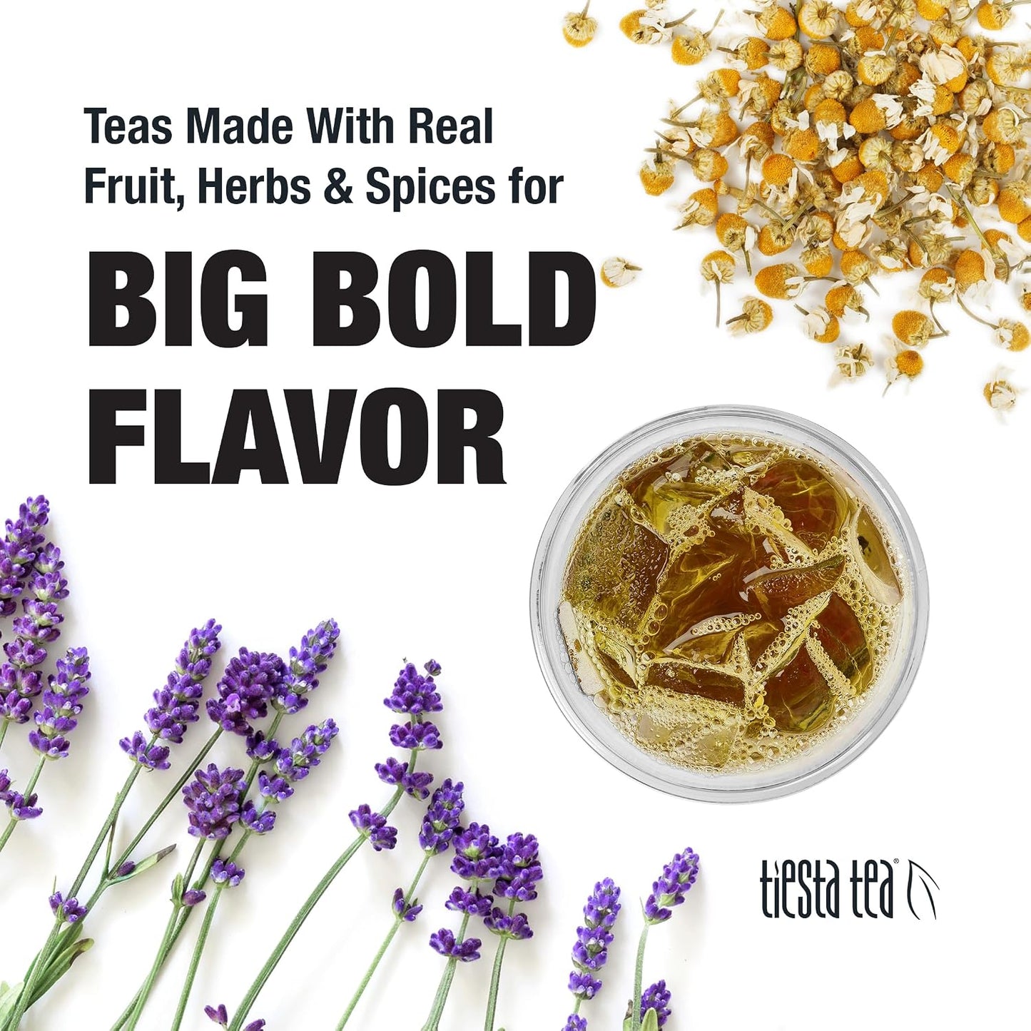 Tiesta Tea - Lavender Chamomile Cold Brew, Loose Leaf | Soft Chamomile Herbal Tea, Non-Caffeinated Iced Blend, Cold Brew Packets, Makes 64oz of Pitcher Per Bag (Pack of 10)