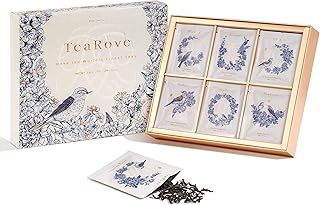 TeaRove Loose Leaf Tea Sampler Gift Set Box, Chinese Whole-Leaf Tea Assortment Variety Pack, Black, Oolong, Jasmine Green & Herbal Teas, Hot or Iced, Self Care Gifts for Tea Lovers