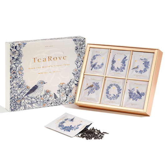 TeaRove Loose Leaf Tea Sampler Gift Set Box, Chinese Whole-Leaf Tea Assortment Variety Pack, Black, Oolong, Jasmine Green & Herbal Teas, Hot or Iced