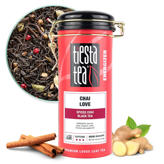 Tiesta Tea - Chai Love, Loose Leaf, Spiced Chai Black Tea, Premium Blend | High Caffeinated, Make Hot or Iced &amp; Brews Up to 50 Cups, 4 Ounce Refillable Tin