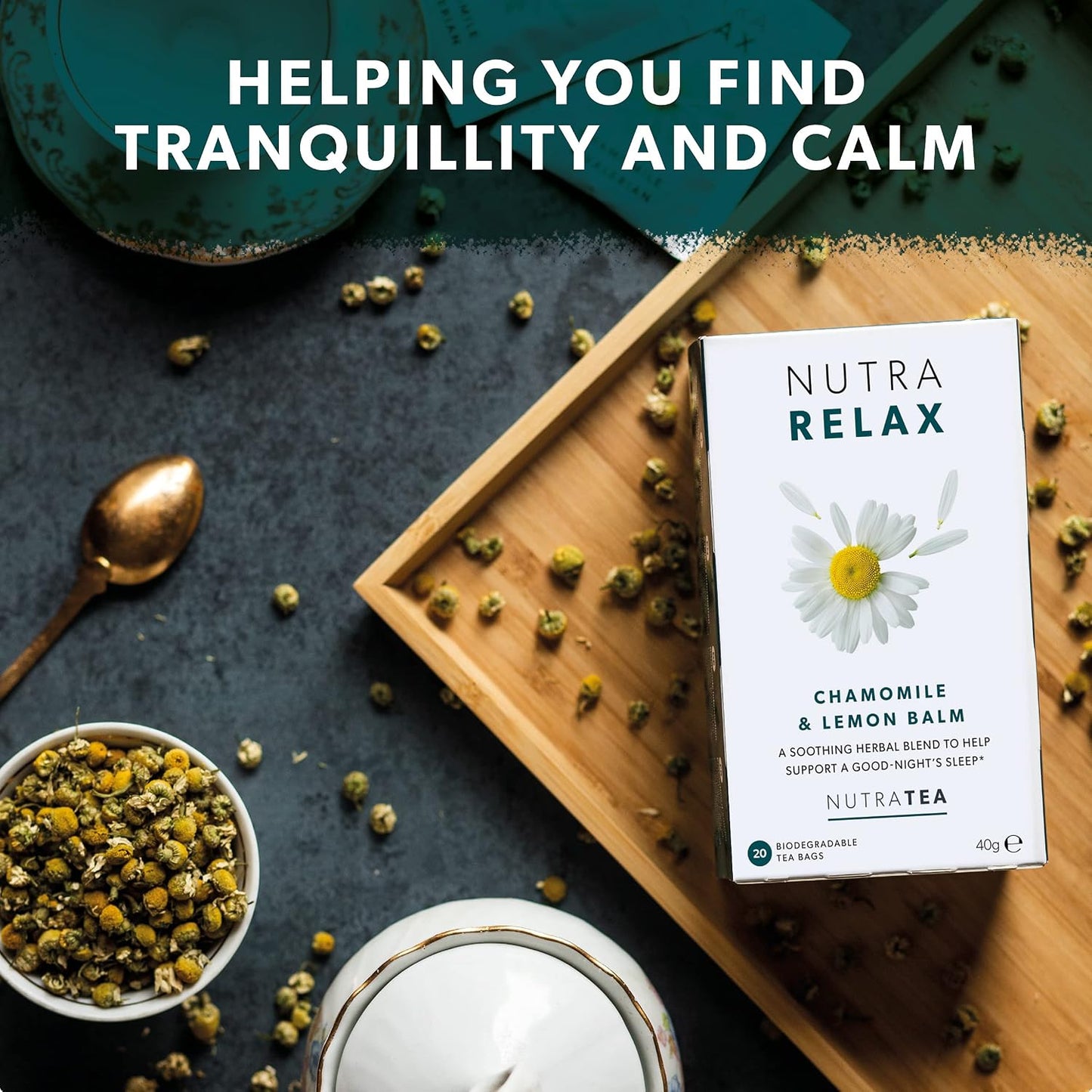 NUTRARELAX - Night Time Tea | Sleep Tea | Calm Tea - Includes Chamomile, Passionflower &amp; Lemon Balm - 60 Enveloped Tea Bags - by Nutra Tea - Herbal Tea - (3 Pack)