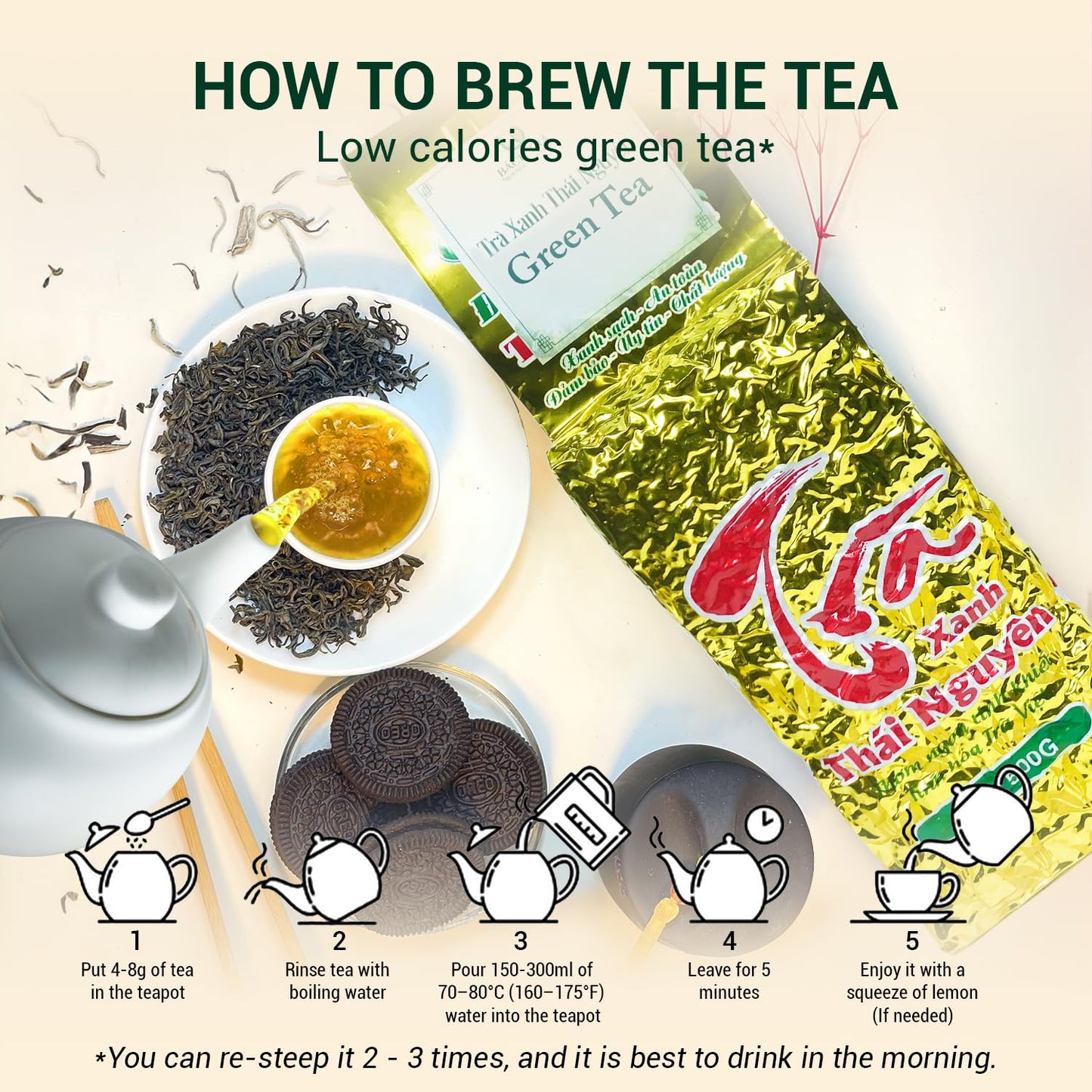 BACH TRA Green Tea Loose Leaf 17.64 oz | Authentic Thai Nguyen Tea Buds | Smooth & Naturally Low Caffeine | Large Value Pack