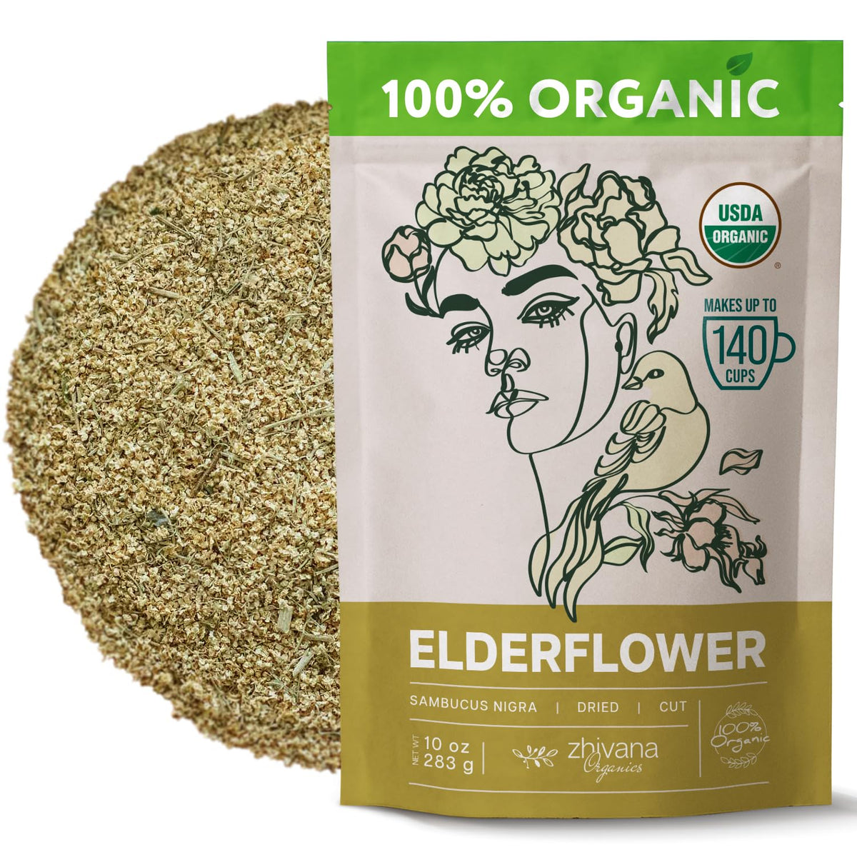 Elderflower Tea Organic 10oz. - Dried Elderflowers - Flor De Sauco Organico