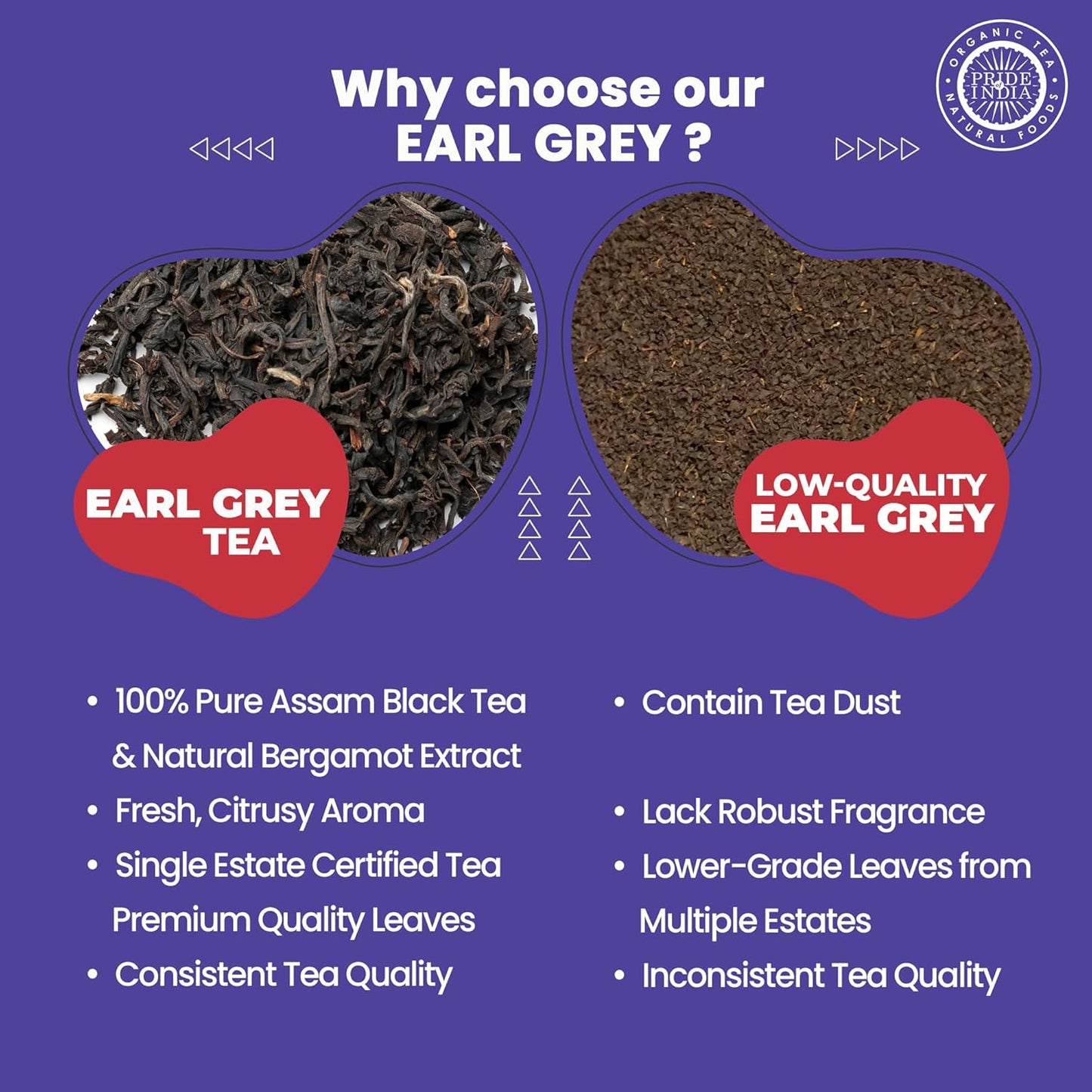 Pride of India | PACK of 2 - Earl Grey Bergamot Black Tea | 15 Pyramid Full Leaf Individually Wrapped Tea Bags | Full-Bodied, Citrusy Flavor | Single Estate Certified Tea | High Caffeine