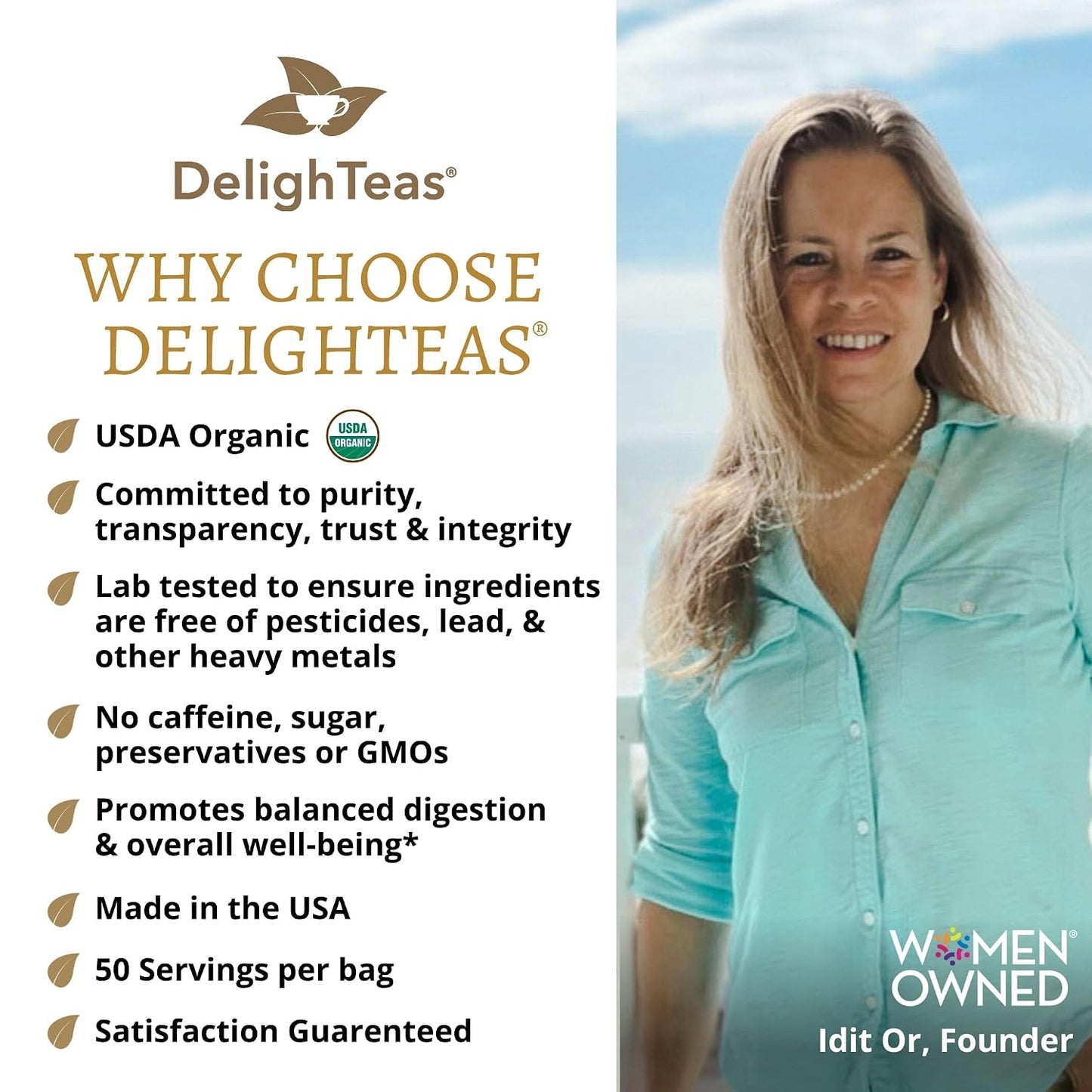 DelighTeas Stomach &amp; Liver Tea | Ayurvedic Herbal Blend for Digestion | Organic Milk Thistle, Fennel, Ginger, Peppermint &amp; Licorice | Vegan, Caffeine-Free, Sugar-Free | Loose Leaf, 50 Servings, 5oz