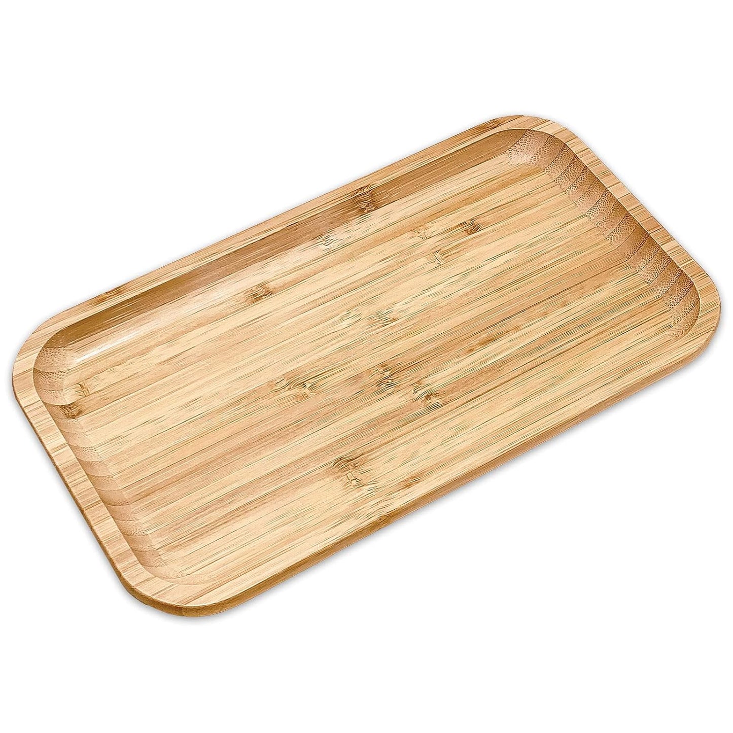 Bam&Boo Bamboo Serving Tray Natural Minimalist Rectangular (11.3” x 6.2" x 0.8") Coffee, Tea, Food, Drinks, Storage, Decor for Home, Kitchen, Bathroom