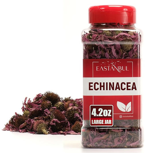 Eastanbul Echinacea Purpurea, 4.2oz Dried Echinacea Flowers & Leaves, Loose Leaf Whole Equinacea Herb, Premium Quality, Herbal Tea & Infusion, Non-GMO, Vegan, Gluten Free, 100% Natural