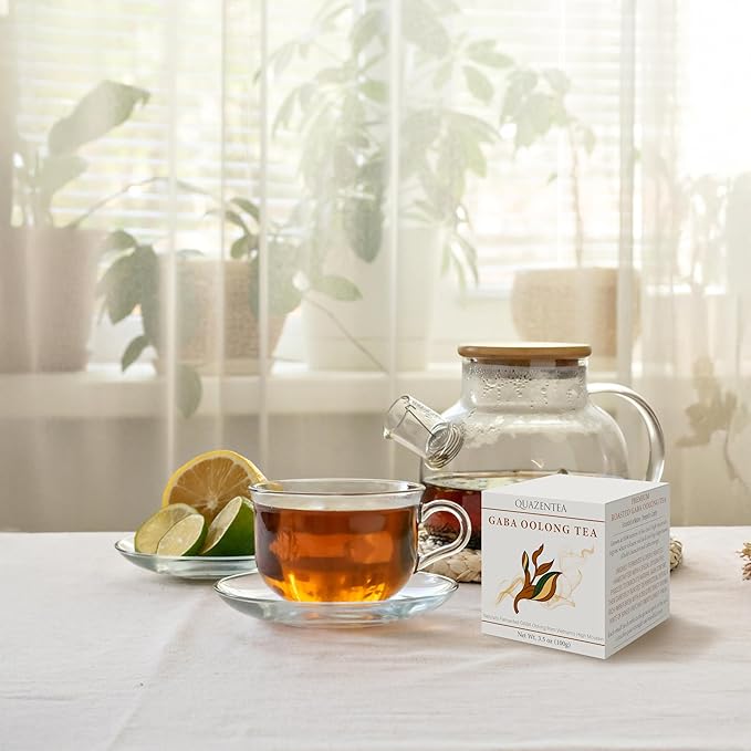 QuaZenTea GABA Oolong Tea Loose Leaf – Vietnamese High Mountain Oolong, Smooth & Mellow with Roasted Fruit Aroma and Sweet Finish – Gabba Wu Long Tea for Natural Calm Focus & Relaxation, Coffee Alternative 3.5 oz (100g)