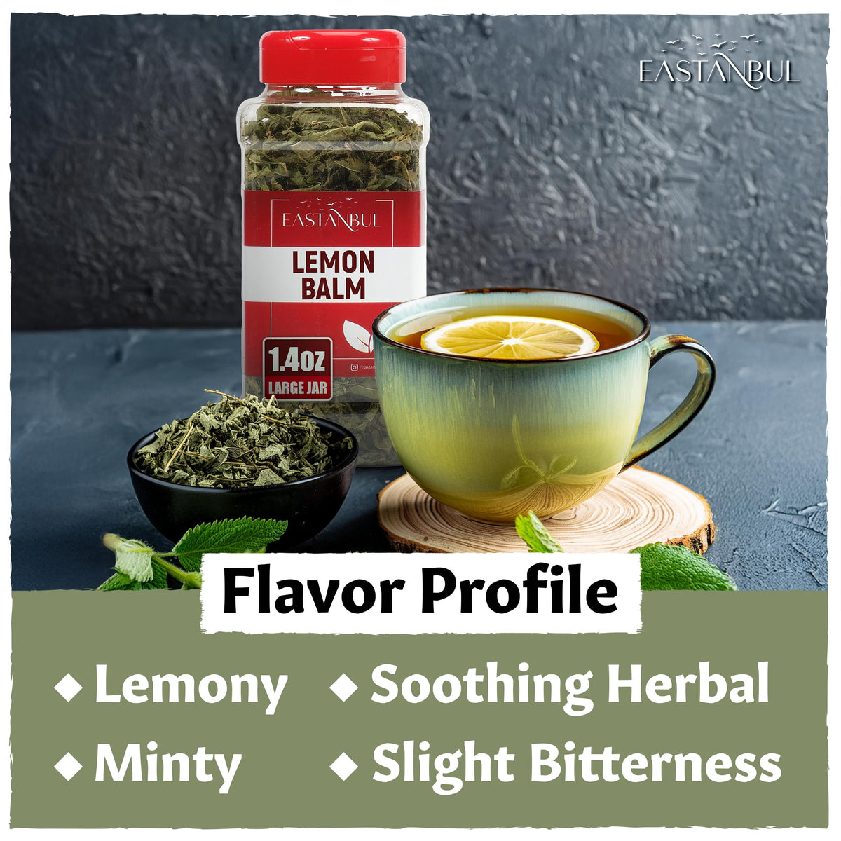 Eastanbul Lemon Balm Leaf, Melissa Tea, Natural, No Caffeine,1.4oz