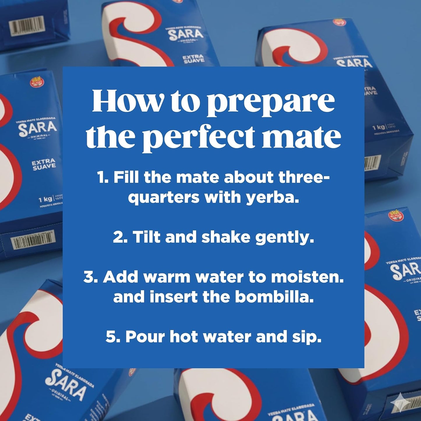 SARA Yerba Mate Extra Smooth - Uruguayan Yerba Mate Tea - Ground Leaf Mate - Rich &amp; Balanced Flavor - Yerba Mate Sara Extra Suave Azul 2-Pack (2kg - 4.4lbs total)