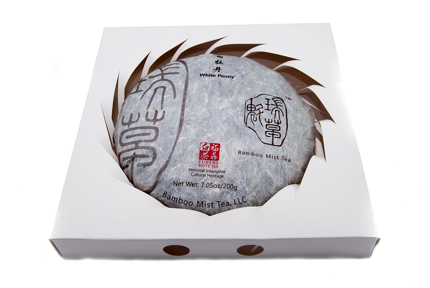 Bamboo Mist Tea - Rare, Aged 2013 White Peony Tea - Tea Cake - Naturally & Ethically Grown - Picked by Boutique Artisan Tea Grower in High Mountains near Fuding Ningde City, Fujian Province, China - (Bai Mu Dan)