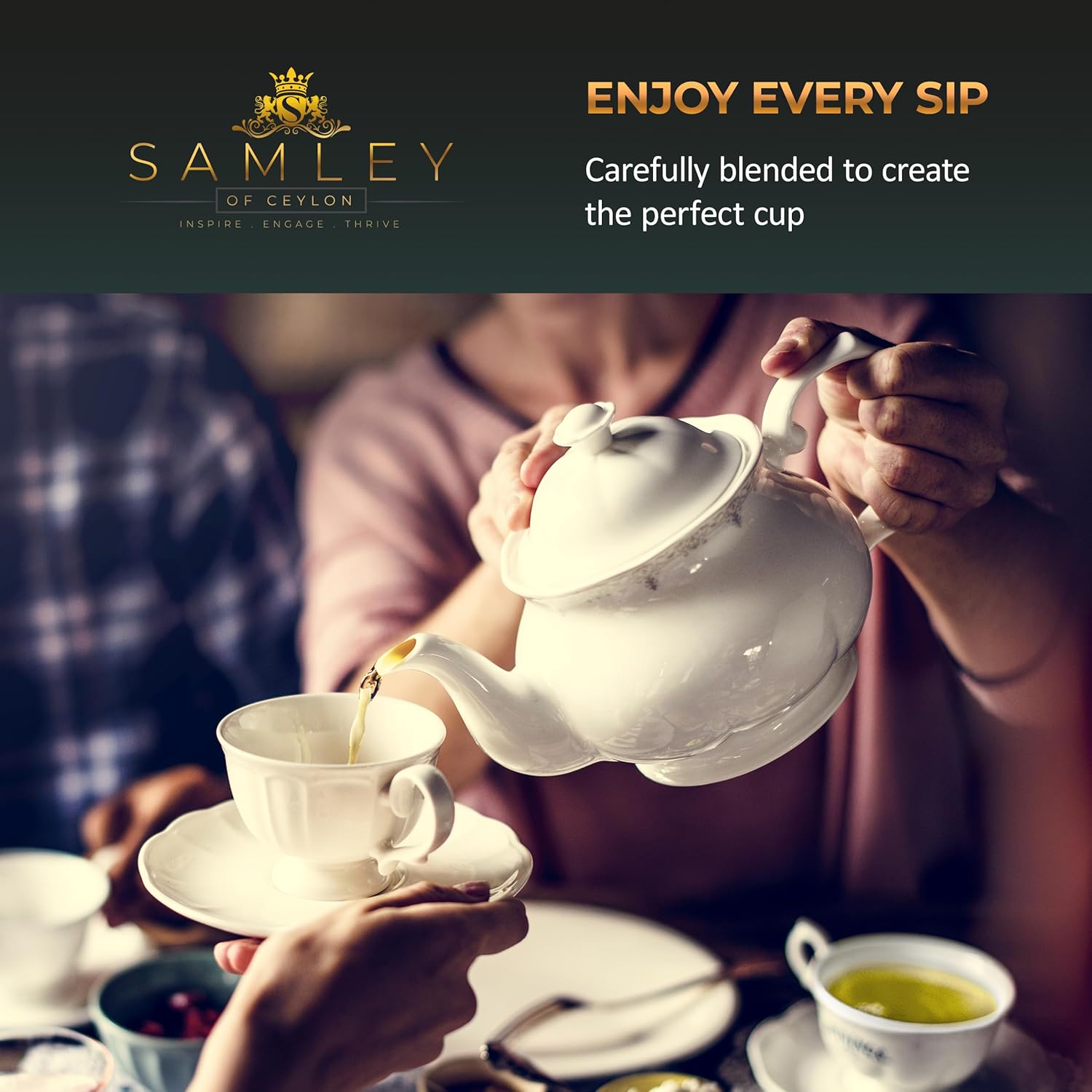 SAMLEY CEYLON - Green Tea Loose Leaf - Ceylon Tea Premium Green Tea - Mountain Fresh Sri Lanka Pure Fantasy Blend - Loose Leaf Specialty Grade Authentic Quality - 3.5oz Package