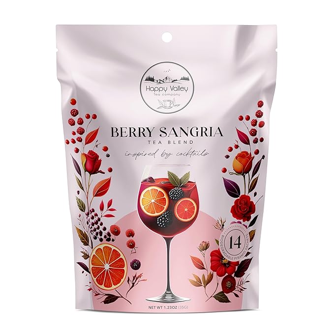 Happy Valley Tea Berry Sangria Tea Blend – Craft Mocktail Inspired, 14 Servings, Hot or Iced
