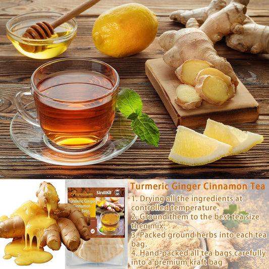 Turmeric Ginger Cinnamon Tea - 150 Teabags Premium Turmeric Ginger Herbal Tea, Curcuma Teas Bag Hand-made Blend of Turmeric&amp;Ginger&amp;Cinnamon, 100% Natural &amp; No Additives &amp; Caffeine Free (150 Count)