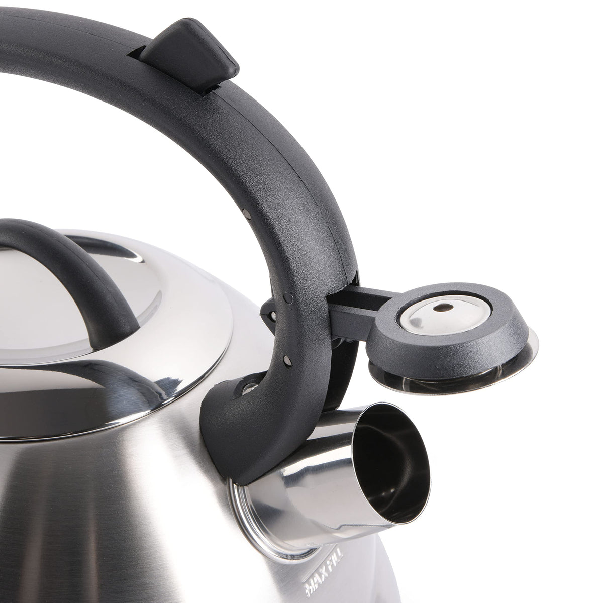 Mr. Coffee Flintshire 1.75-Quart Stainless Steel Whistling Tea Kettle – Brushed Satin Finish Stove-Top Kettle for Boiling