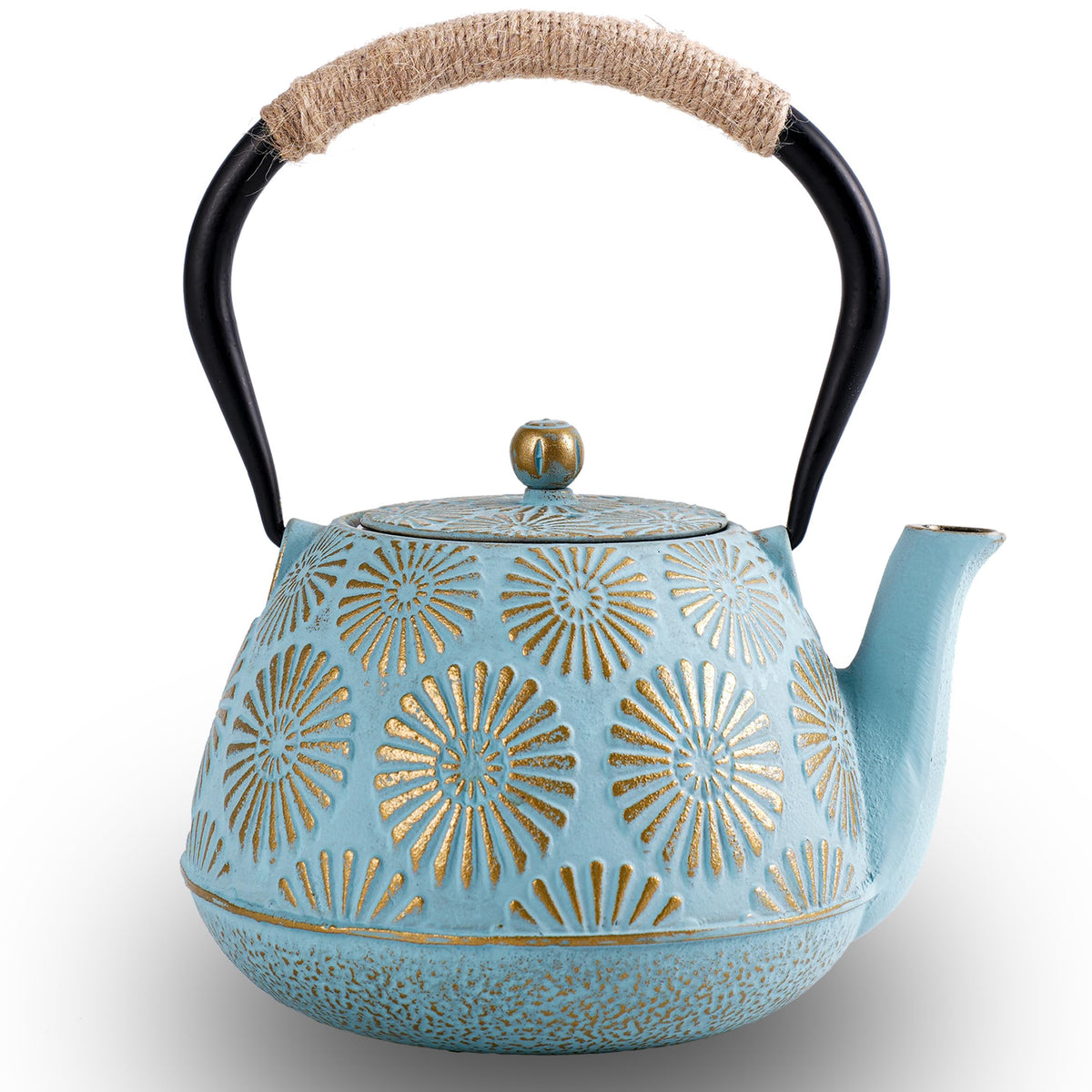 TiwisiTe Cast Iron Teapot 40oz with Infuser (Blue)