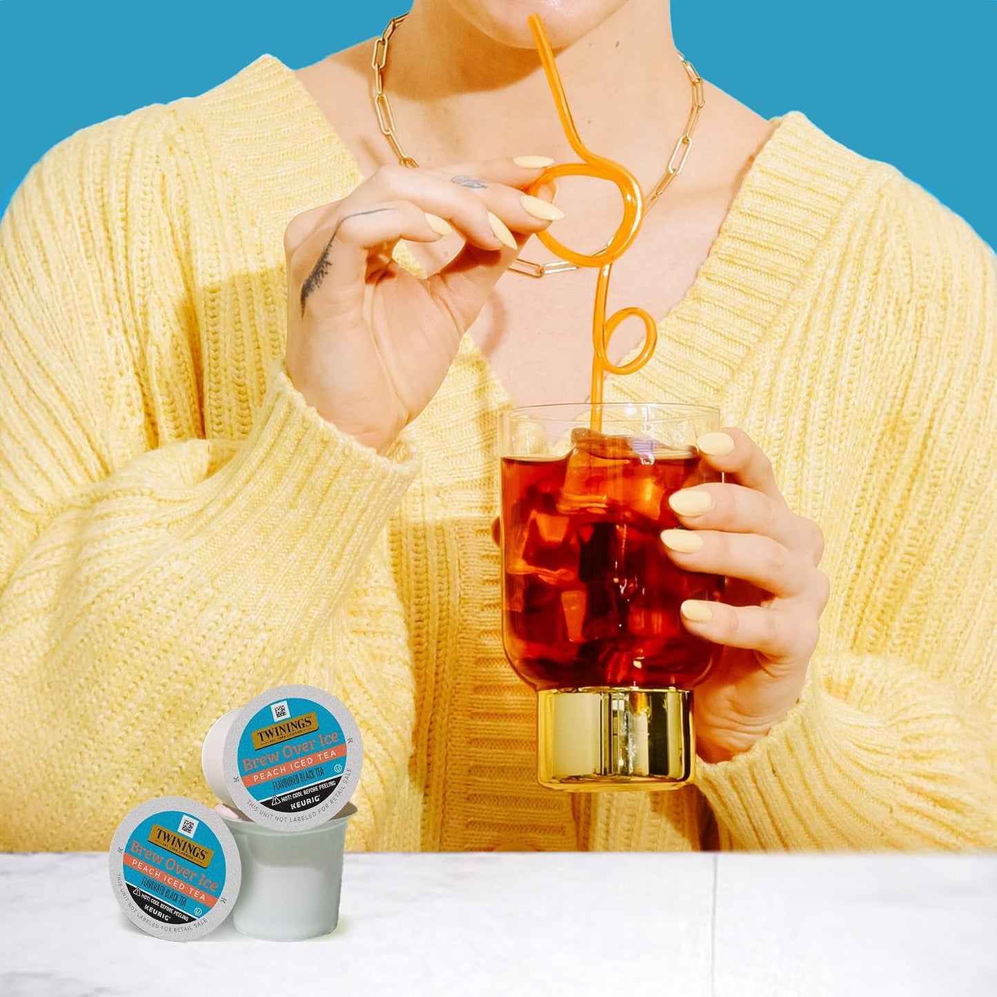Twinings Brew Over Ice Unsweetened Peach Blk Iced Tea K-Cups 12 CT (6 Pack) | Refreshing Peach Black Tea, Naturally Caffeinated, 72 Keurig K-Cup Pods for Single Serve Brewers, Fresh Iced Tea in Seconds