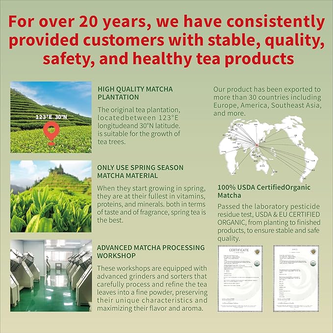 TIAN HU SHAN Organic Matcha Green Tea Powder 4.0oz/114g, Matcha Culinary Grade For Lattes, Cooking, Baking