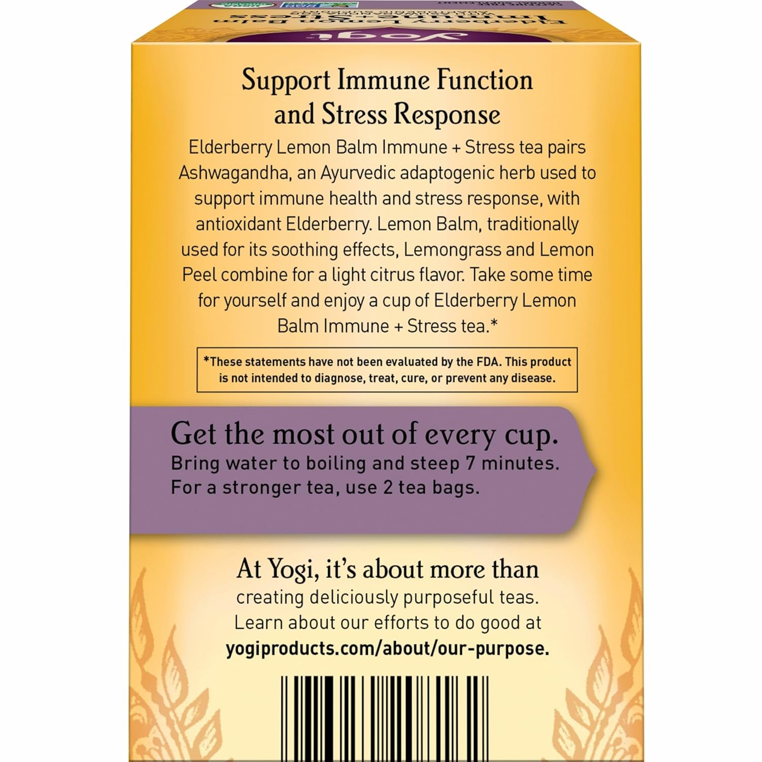 Yogi Tea Elderberry Lemon Stress & Immune Support Tea - 16 Tea Bags, 4 Packs - With Ashwagandha, Lemongrass, Licorice Root & More