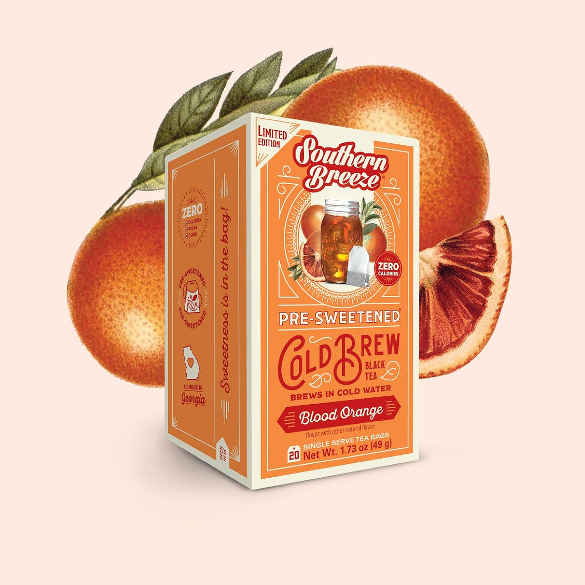 Southern Breeze Cold Brew Sweet Tea Blood Orange Iced Tea 20 Count, 4 Pack