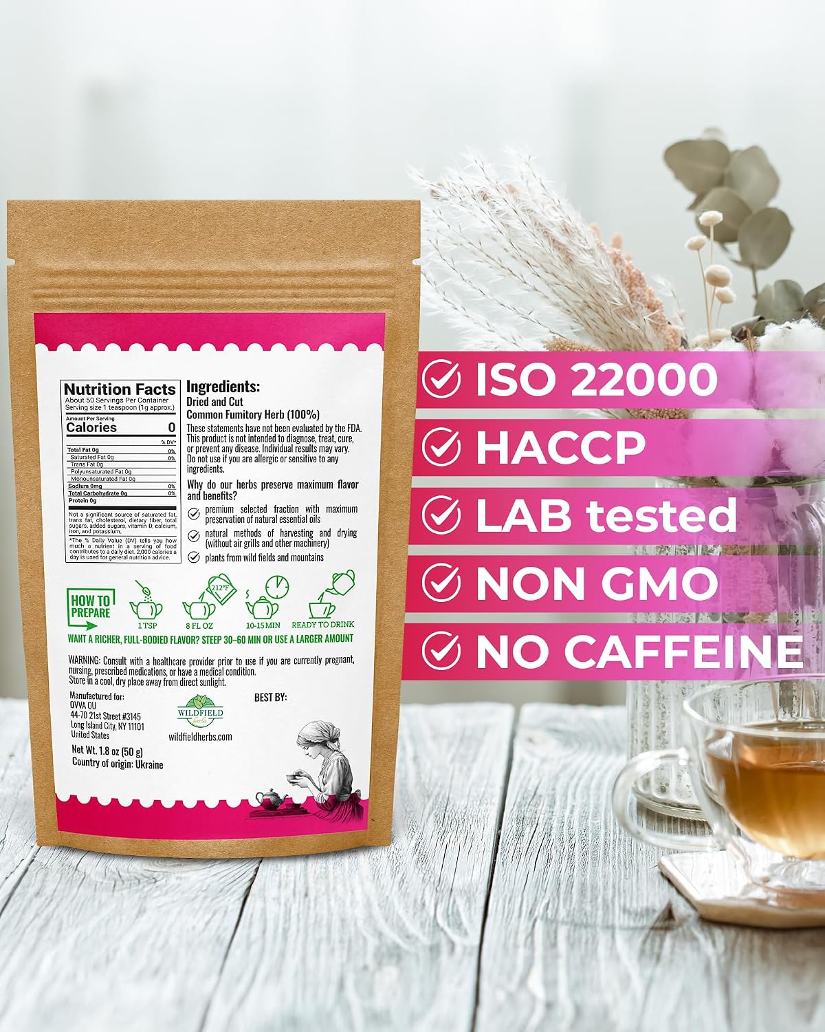 1.8 oz Dried Common Fumitory Herbal Tea (Fumaria Officinalis L.) - 50g Common Fumitory Herb Tea Hierba De La Palomina