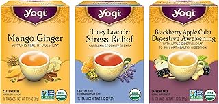 Yogi Tea Iced Tea Variety Pack - 16 Bags per Pack (3 Packs) - Organic Sampler - Includes Mango Ginger, Blackberry Apple Cider Digestive Awakening & Honey Lavender Stress Relief