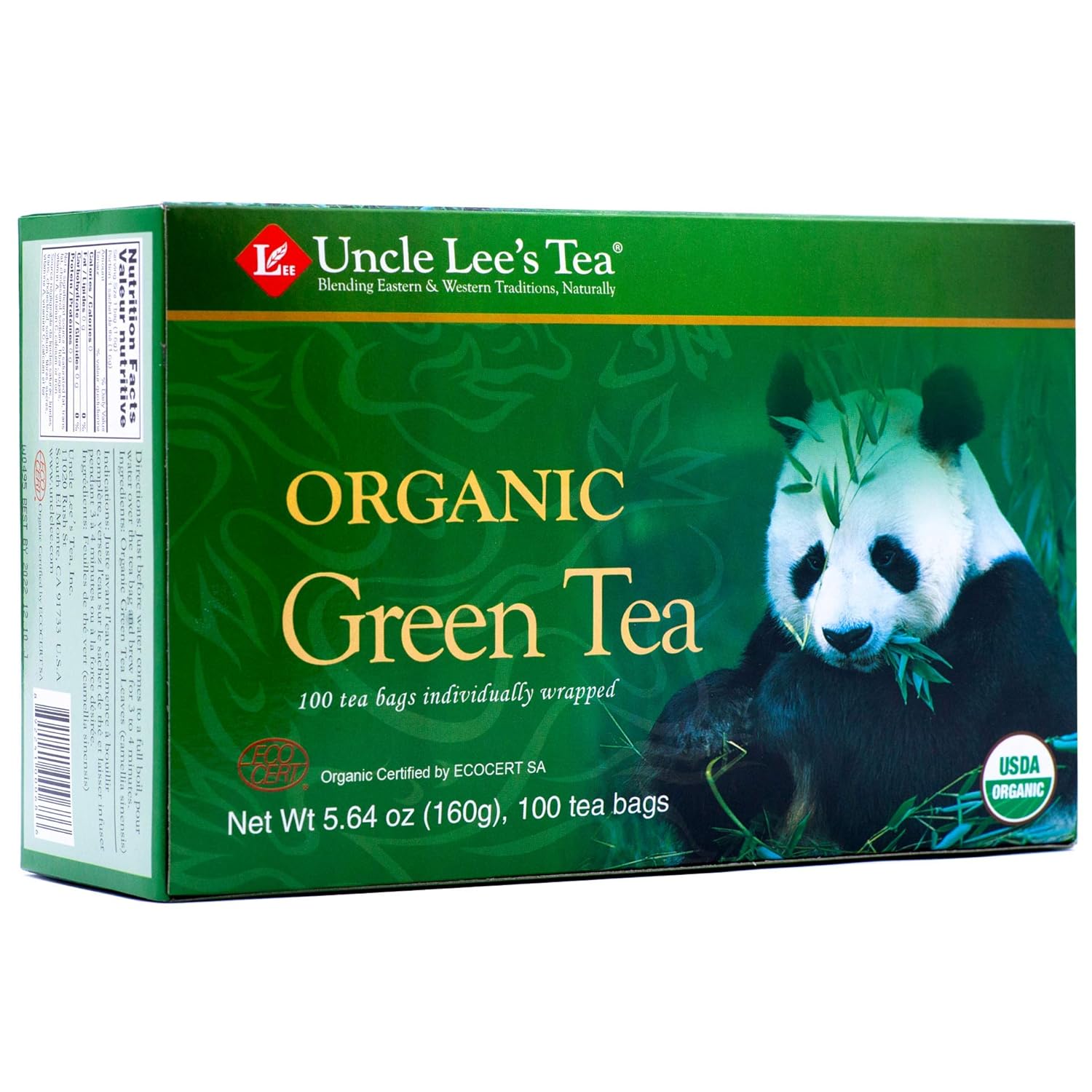 Uncle Lee's Organic Green Tea -- 100 Tea Bags net wt 5.64 oz (160g)