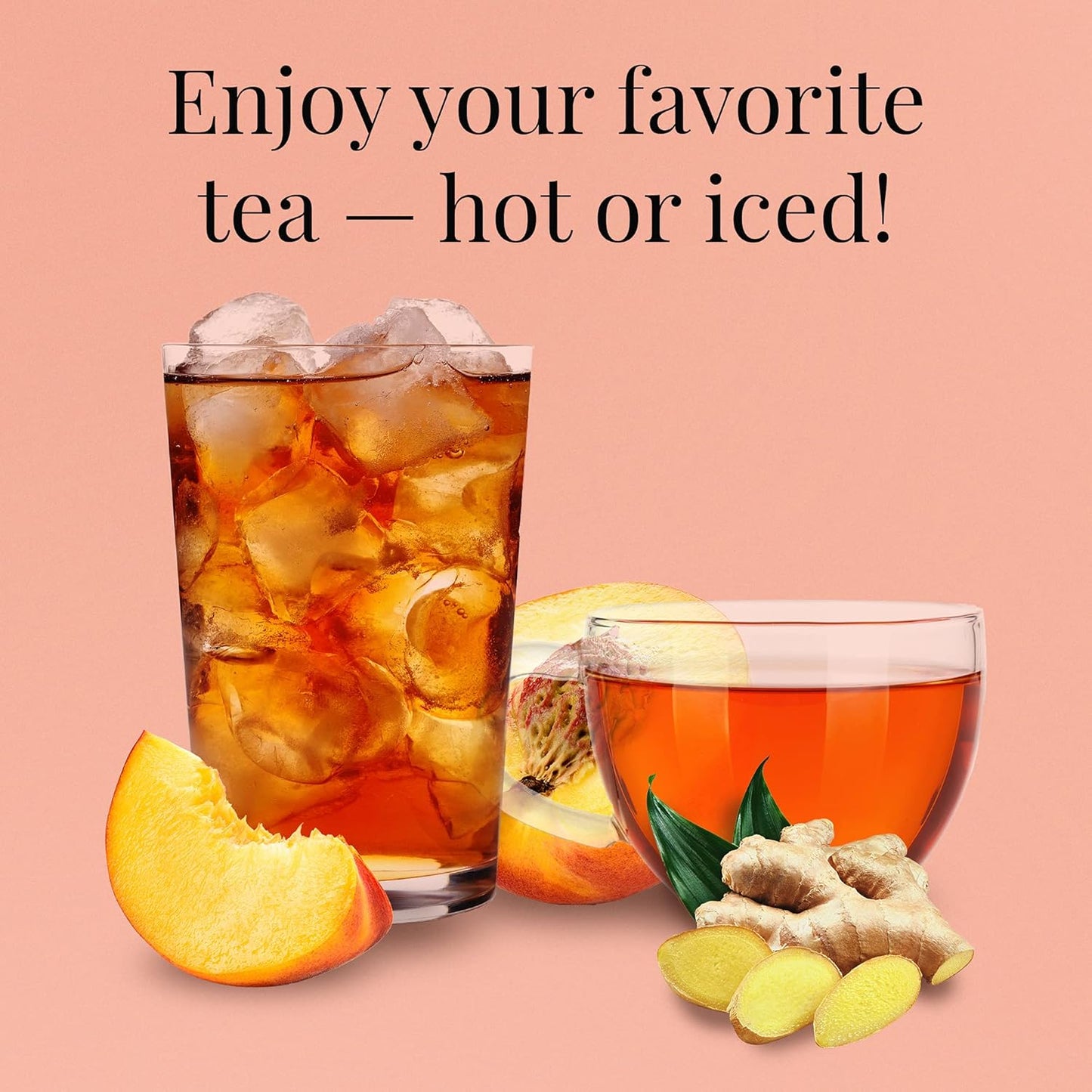 The Republic of Tea Ginger Peach Black Full-Leaf Loose Tea 3.5 oz Tin, Steeps 50 Cups | Caffeinated