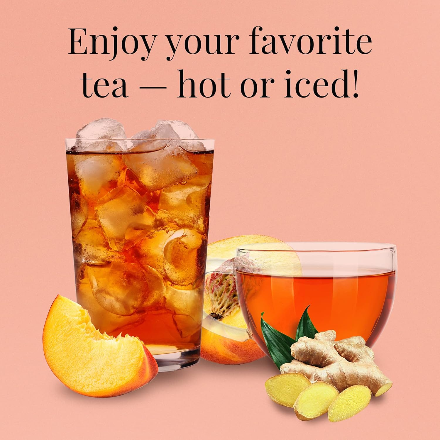 The Republic of Tea Ginger Peach Black Full-Leaf Loose Tea 3.5 oz Tin, Steeps 50 Cups | Caffeinated